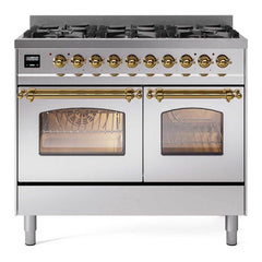 ILVE Nostalgie II 40 inch Dual Fuel Range with 6 Total Black Brass Burners, Brass Trim (Limited Edition) - UPD406NMP - The Home Selection