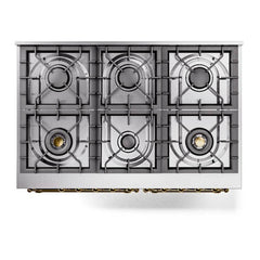 ILVE Nostalgie II 40 inch Dual Fuel Range with 6 Total Black Brass Burners, Brass Trim (Limited Edition) - UPD406NMP - The Home Selection