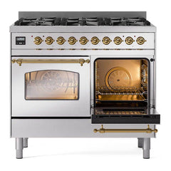 ILVE Nostalgie II 40 inch Dual Fuel Range with 6 Total Black Brass Burners, Brass Trim (Limited Edition) - UPD406NMP - The Home Selection