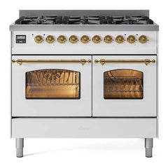 ILVE Nostalgie II 40 inch Dual Fuel Range with 6 Total Black Brass Burners, Brass Trim (Limited Edition) - UPD406NMP - The Home Selection