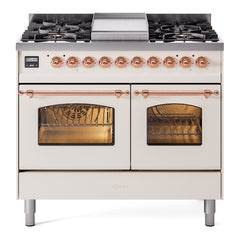 ILVE Nostalgie II 40 inch Dual Fuel Range with Double Ovens, 6 Burners and Griddle Triple Glass Door - UPD40FNMP - The Home Selection