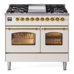 ILVE Nostalgie II 40 inch Dual Fuel Range with Double Ovens, 6 Burners and Griddle Triple Glass Door - UPD40FNMP - The Home Selection