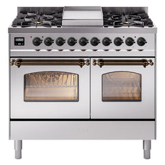 ILVE Nostalgie II 40 inch Dual Fuel Range with Double Ovens, 6 Burners and Griddle Triple Glass Door - UPD40FNMP - The Home Selection