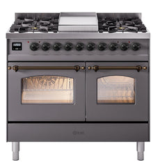 ILVE Nostalgie II 40 inch Dual Fuel Range with Double Ovens, 6 Burners and Griddle Triple Glass Door - UPD40FNMP - The Home Selection