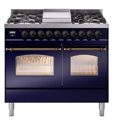 ILVE Nostalgie II 40 inch Dual Fuel Range with Double Ovens, 6 Burners and Griddle Triple Glass Door - UPD40FNMP - The Home Selection