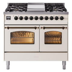 ILVE Nostalgie II 40 inch Dual Fuel Range with Double Ovens, 6 Burners and Griddle Triple Glass Door - UPD40FNMP - The Home Selection