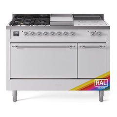 ILVE Nostalgie II 48 Inch Dual Fuel Range – 5 Sealed Burners, Griddle & French Top, Solid Door - UP48FSQNMP - The Home Selection