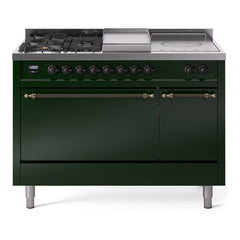 ILVE Nostalgie II 48 Inch Dual Fuel Range – 5 Sealed Burners, Griddle & French Top, Solid Door - UP48FSQNMP - The Home Selection