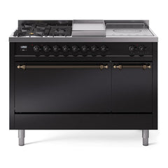 ILVE Nostalgie II 48 Inch Dual Fuel Range – 5 Sealed Burners, Griddle & French Top, Solid Door - UP48FSQNMP - The Home Selection