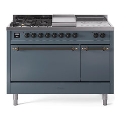 ILVE Nostalgie II 48 Inch Dual Fuel Range – 5 Sealed Burners, Griddle & French Top, Solid Door - UP48FSQNMP - The Home Selection