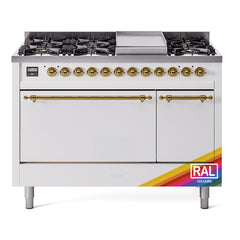 ILVE Nostalgie II 48 inch Dual Fuel Range (8 Sealed Burners + Griddle, Solid Door - UP48FQNMP - The Home Selection