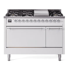 ILVE Nostalgie II 48 inch Dual Fuel Range (8 Sealed Burners + Griddle, Solid Door - UP48FQNMP - The Home Selection