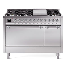ILVE Nostalgie II 48 inch Dual Fuel Range (8 Sealed Burners + Griddle, Solid Door - UP48FQNMP - The Home Selection