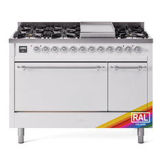 ILVE Nostalgie II 48 inch Dual Fuel Range (8 Sealed Burners + Griddle, Solid Door - UP48FQNMP - The Home Selection