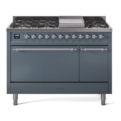 ILVE Nostalgie II 48 inch Dual Fuel Range (8 Sealed Burners + Griddle, Solid Door - UP48FQNMP - The Home Selection