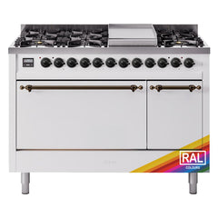 ILVE Nostalgie II 48 inch Dual Fuel Range (8 Sealed Burners + Griddle, Solid Door - UP48FQNMP - The Home Selection