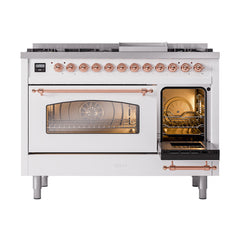 ILVE Nostalgie II 48 inch Dual Fuel Range (8 Sealed Burners + Griddle, Triple Glass Door - UP48FNMP - The Home Selection