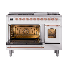ILVE Nostalgie II 48 inch Dual Fuel Range (8 Sealed Burners + Griddle, Triple Glass Door - UP48FNMP - The Home Selection