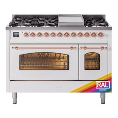ILVE Nostalgie II 48 inch Dual Fuel Range (8 Sealed Burners + Griddle, Triple Glass Door - UP48FNMP - The Home Selection