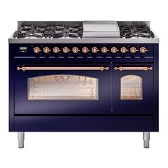 ILVE Nostalgie II 48 inch Dual Fuel Range (8 Sealed Burners + Griddle, Triple Glass Door - UP48FNMP - The Home Selection