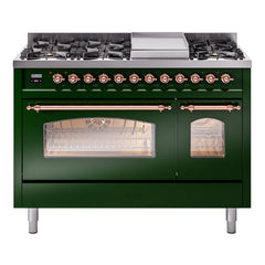 ILVE Nostalgie II 48 inch Dual Fuel Range (8 Sealed Burners + Griddle, Triple Glass Door - UP48FNMP - The Home Selection