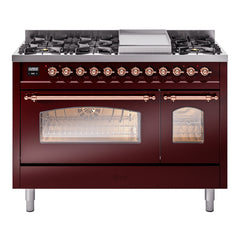 ILVE Nostalgie II 48 inch Dual Fuel Range (8 Sealed Burners + Griddle, Triple Glass Door - UP48FNMP - The Home Selection