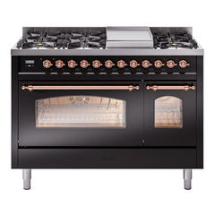 ILVE Nostalgie II 48 inch Dual Fuel Range (8 Sealed Burners + Griddle, Triple Glass Door - UP48FNMP - The Home Selection