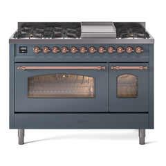ILVE Nostalgie II 48 inch Dual Fuel Range (8 Sealed Burners + Griddle, Triple Glass Door - UP48FNMP - The Home Selection