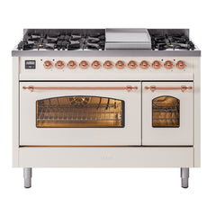 ILVE Nostalgie II 48 inch Dual Fuel Range (8 Sealed Burners + Griddle, Triple Glass Door - UP48FNMP - The Home Selection