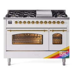 ILVE Nostalgie II 48 inch Dual Fuel Range (8 Sealed Burners + Griddle, Triple Glass Door - UP48FNMP - The Home Selection