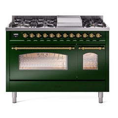 ILVE Nostalgie II 48 inch Dual Fuel Range (8 Sealed Burners + Griddle, Triple Glass Door - UP48FNMP - The Home Selection