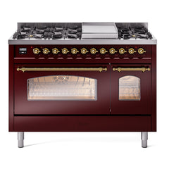 ILVE Nostalgie II 48 inch Dual Fuel Range (8 Sealed Burners + Griddle, Triple Glass Door - UP48FNMP - The Home Selection