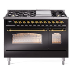 ILVE Nostalgie II 48 inch Dual Fuel Range (8 Sealed Burners + Griddle, Triple Glass Door - UP48FNMP - The Home Selection