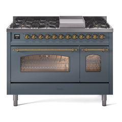ILVE Nostalgie II 48 inch Dual Fuel Range (8 Sealed Burners + Griddle, Triple Glass Door - UP48FNMP - The Home Selection