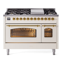ILVE Nostalgie II 48 inch Dual Fuel Range (8 Sealed Burners + Griddle, Triple Glass Door - UP48FNMP - The Home Selection