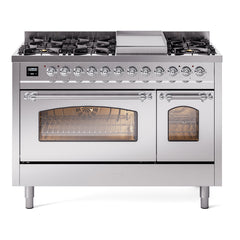 ILVE Nostalgie II 48 inch Dual Fuel Range (8 Sealed Burners + Griddle, Triple Glass Door - UP48FNMP - The Home Selection