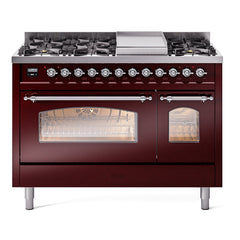 ILVE Nostalgie II 48 inch Dual Fuel Range (8 Sealed Burners + Griddle, Triple Glass Door - UP48FNMP - The Home Selection