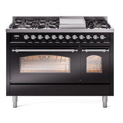 ILVE Nostalgie II 48 inch Dual Fuel Range (8 Sealed Burners + Griddle, Triple Glass Door - UP48FNMP - The Home Selection