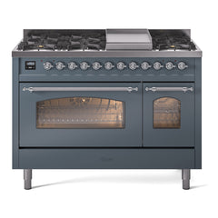 ILVE Nostalgie II 48 inch Dual Fuel Range (8 Sealed Burners + Griddle, Triple Glass Door - UP48FNMP - The Home Selection