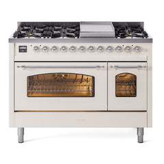 ILVE Nostalgie II 48 inch Dual Fuel Range (8 Sealed Burners + Griddle, Triple Glass Door - UP48FNMP - The Home Selection