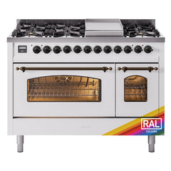 ILVE Nostalgie II 48 inch Dual Fuel Range (8 Sealed Burners + Griddle, Triple Glass Door - UP48FNMP - The Home Selection