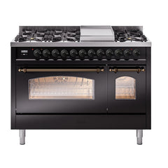 ILVE Nostalgie II 48 inch Dual Fuel Range (8 Sealed Burners + Griddle, Triple Glass Door - UP48FNMP - The Home Selection