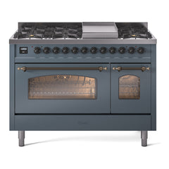 ILVE Nostalgie II 48 inch Dual Fuel Range (8 Sealed Burners + Griddle, Triple Glass Door - UP48FNMP - The Home Selection