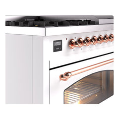 ILVE Nostalgie II 48 inch Dual Fuel Range (8 Sealed Burners + Griddle, Triple Glass Door - UP48FNMP - The Home Selection