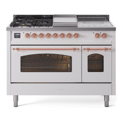ILVE Nostalgie II 48 inch Dual Fuel Range with 5 Burners, Griddle & French Top Triple Glass Door - UP48FSNMP - The Home Selection