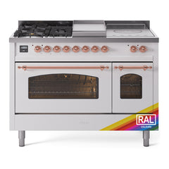 ILVE Nostalgie II 48 inch Dual Fuel Range with 5 Burners, Griddle & French Top Triple Glass Door - UP48FSNMP - The Home Selection