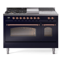 ILVE Nostalgie II 48 inch Dual Fuel Range with 5 Burners, Griddle & French Top Triple Glass Door - UP48FSNMP - The Home Selection