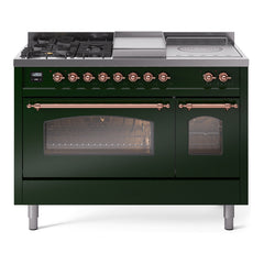 ILVE Nostalgie II 48 inch Dual Fuel Range with 5 Burners, Griddle & French Top Triple Glass Door - UP48FSNMP - The Home Selection