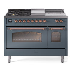 ILVE Nostalgie II 48 inch Dual Fuel Range with 5 Burners, Griddle & French Top Triple Glass Door - UP48FSNMP - The Home Selection