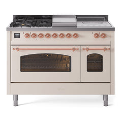 ILVE Nostalgie II 48 inch Dual Fuel Range with 5 Burners, Griddle & French Top Triple Glass Door - UP48FSNMP - The Home Selection